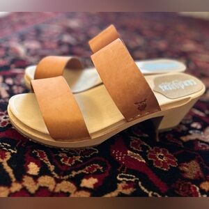 Sandgrens Stockholm High Tan/Brown Leather Clogs - Size EU 40, US 9-9.5